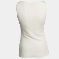 Valentino White Knit Braid Detailed Sleeveless Top M
