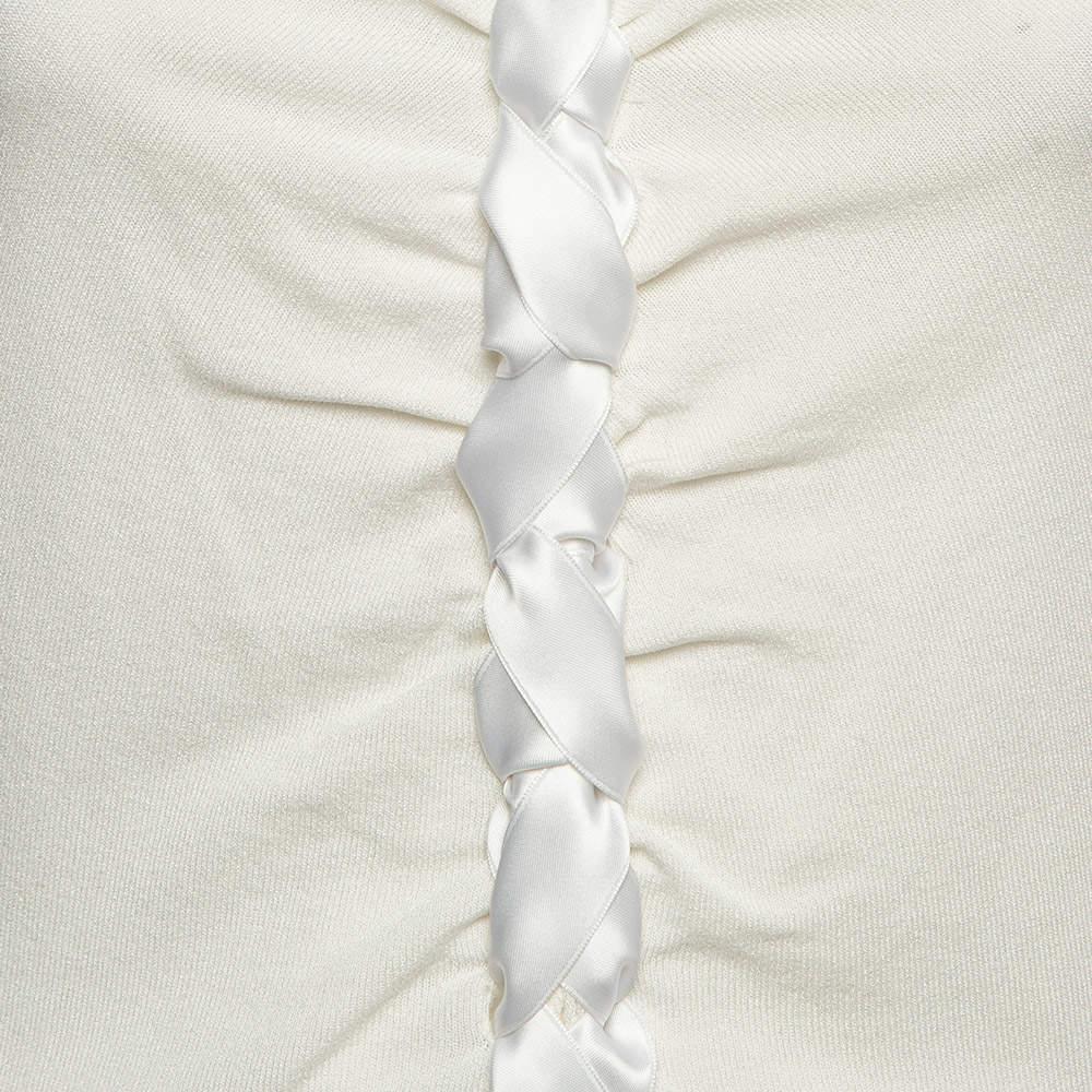 Valentino White Knit Braid Detailed Sleeveless Top M In Good Condition For Sale In Dubai, Al Qouz 2