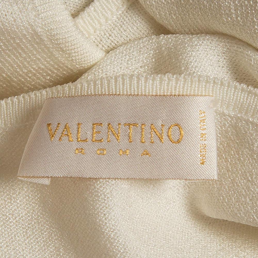 Valentino White Knit Braid Detailed Sleeveless Top M For Sale 1