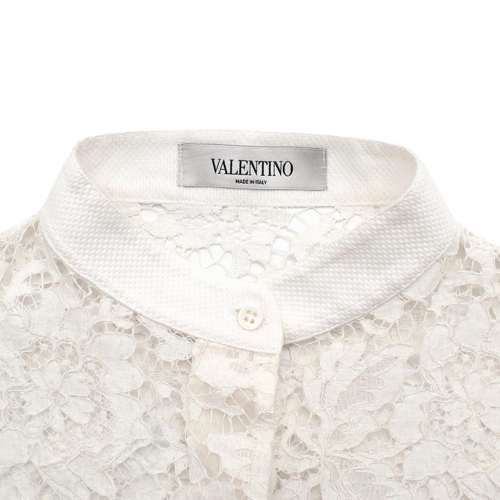 Valentino White Lace Cotton Blend Blouse - Size US 6 In New Condition For Sale In London, GB
