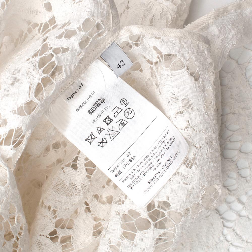 Valentino White Lace Cotton Blend Blouse - Size US 6 For Sale 1