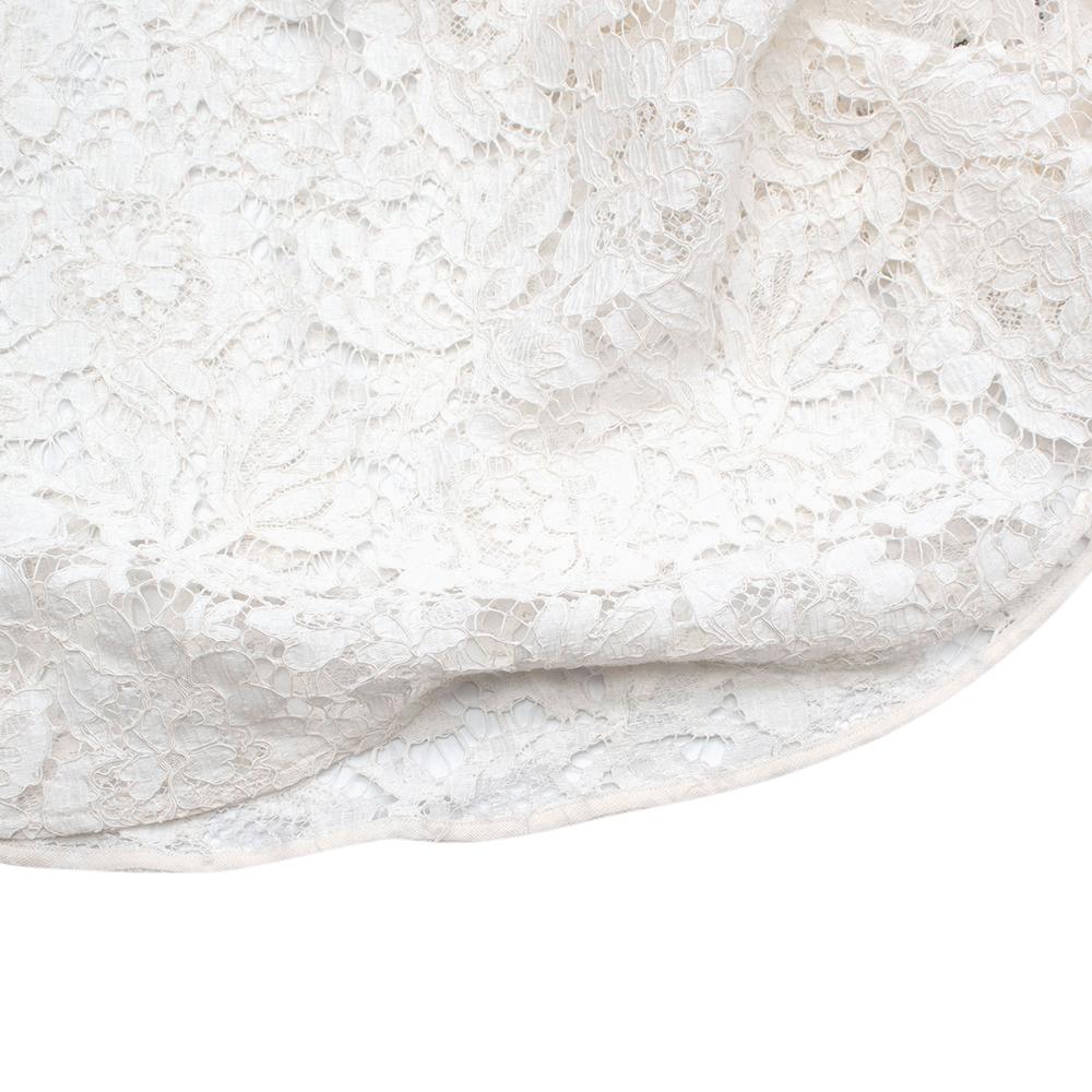 Valentino White Lace Cotton Blend Blouse - Size US 6 For Sale 2