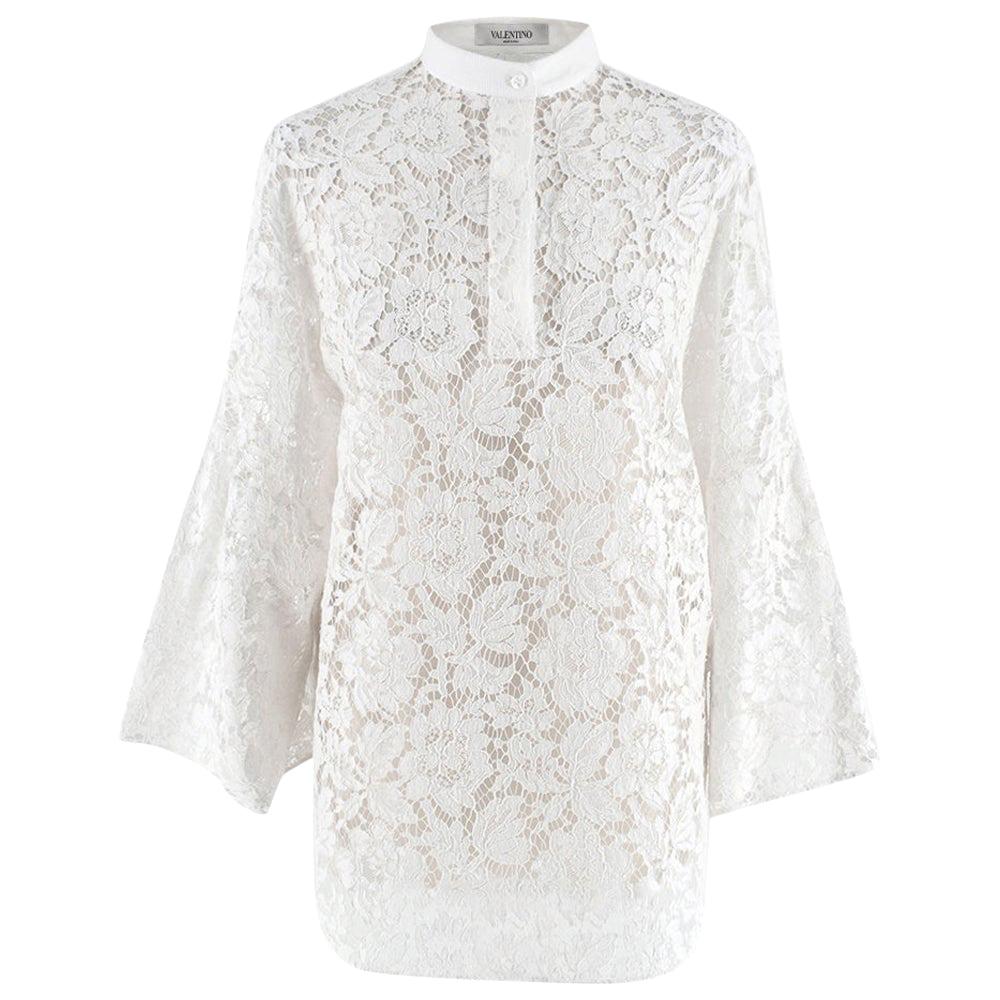 Valentino Ivory Lace and Silk Top - Small For Sale at 1stDibs ...