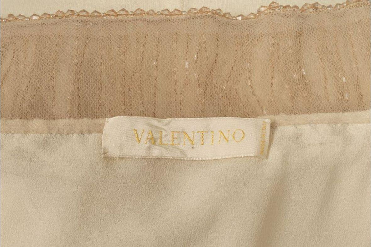 Valentino White Lace Dress with Beaded Collar and Bottom For Sale 4