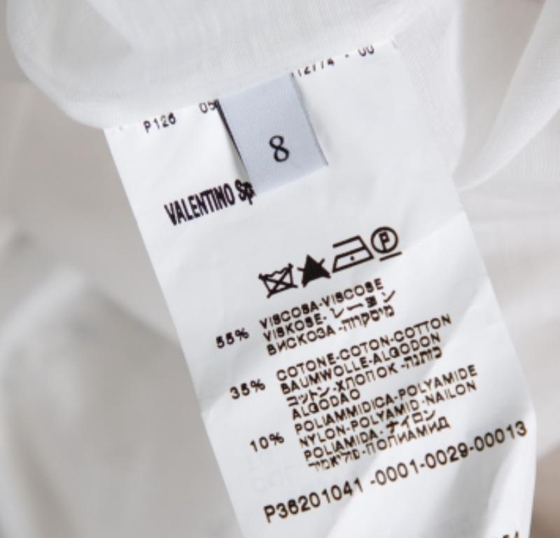 Valentino Blanco Encaje Volante Detalle Un Hombro Vestido Midi M Gris en venta