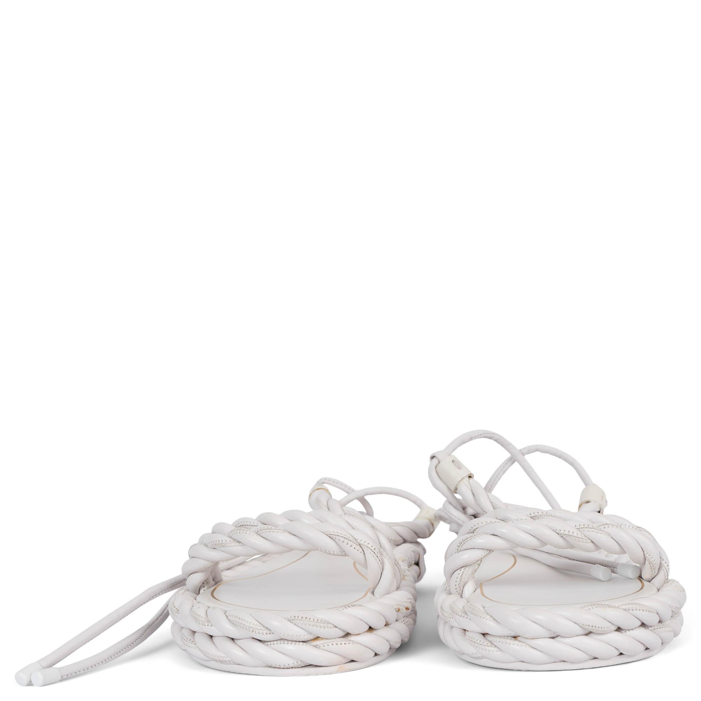 Grigio Valentino in pelle bianca 2020 THE ROPE GRECIAN Sandali Scarpe 40 in vendita