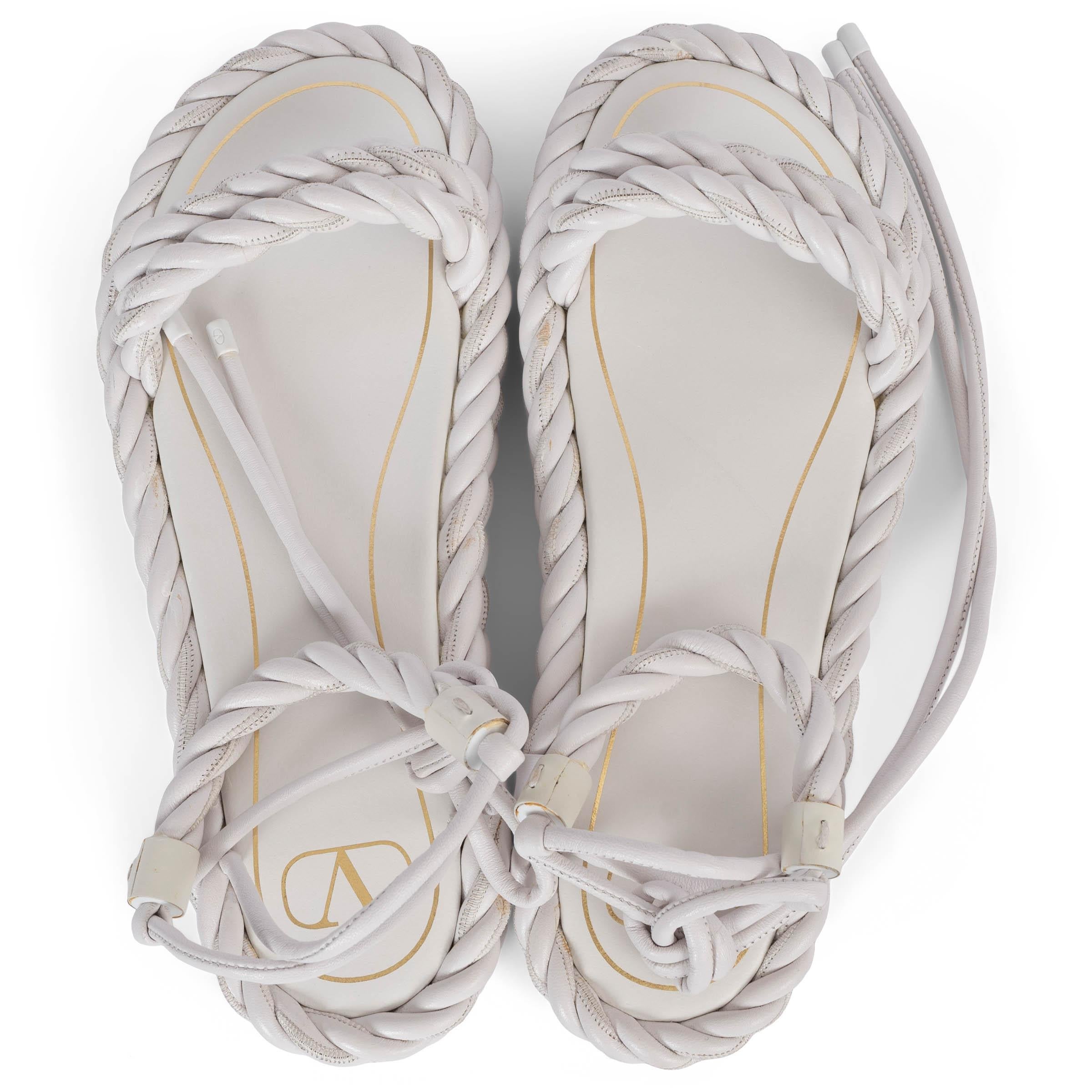 Valentino in pelle bianca 2020 THE ROPE GRECIAN Sandali Scarpe 40 in vendita 1