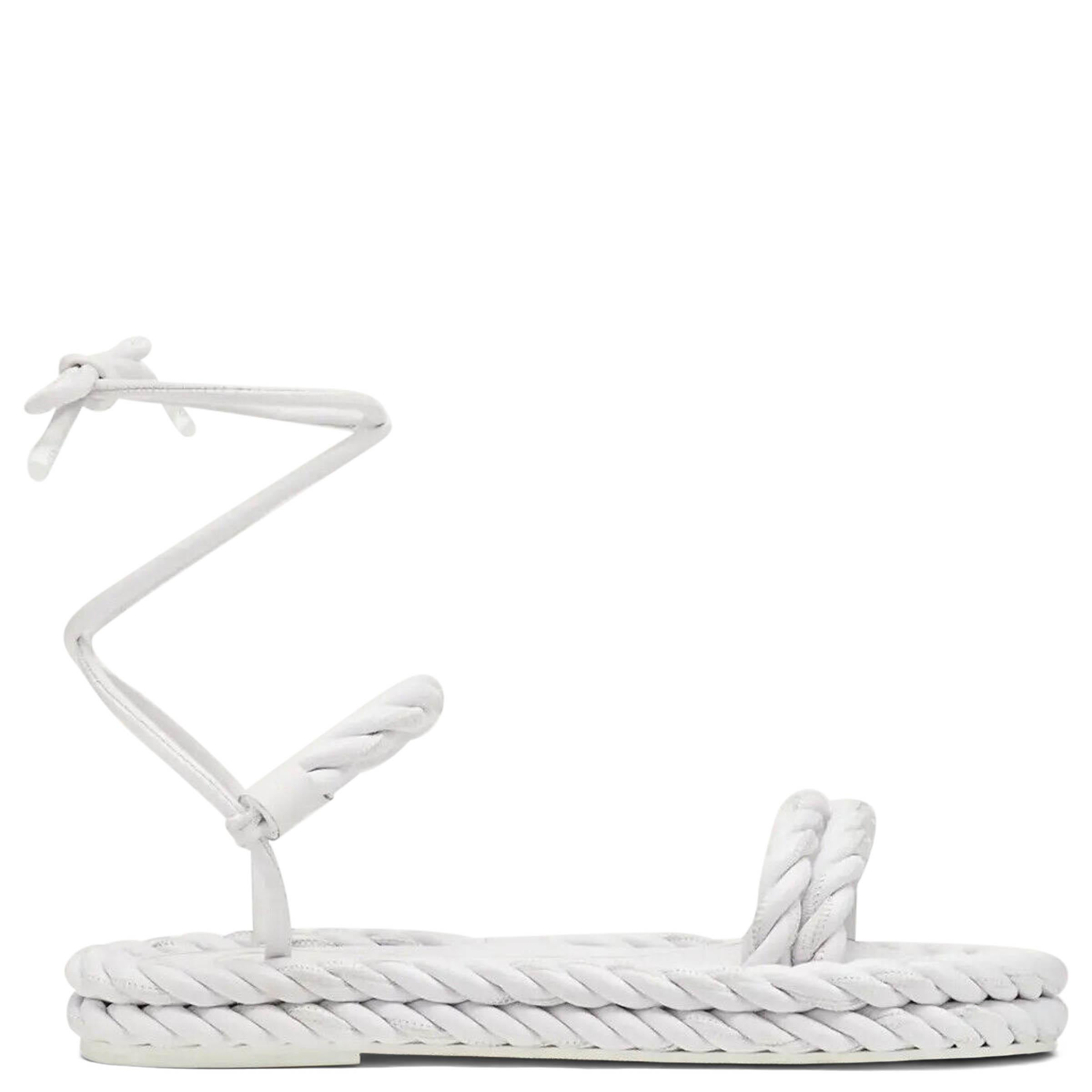 Valentino in pelle bianca 2020 THE ROPE GRECIAN Sandali Scarpe 40 in vendita