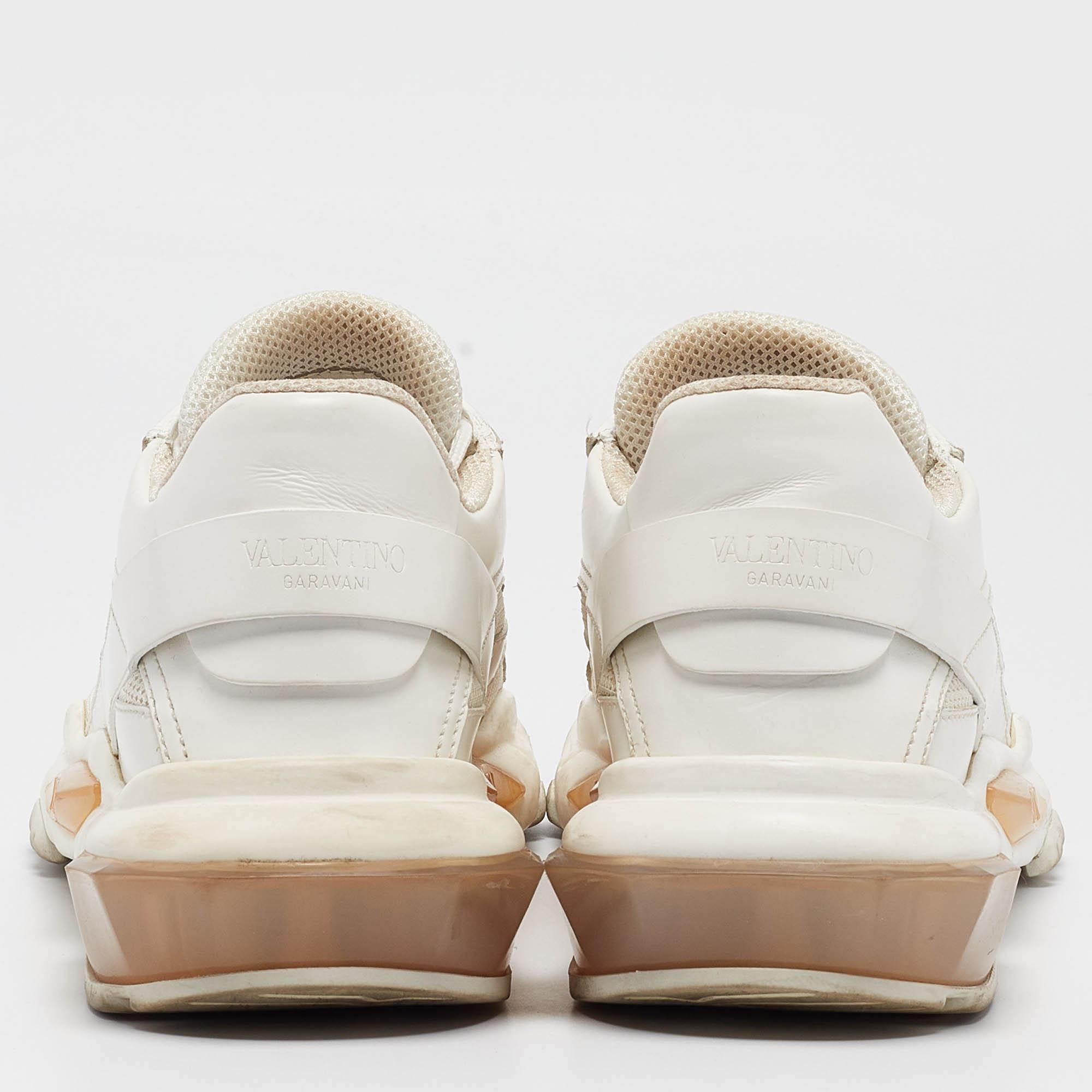 Donna Valentino, scarpe da ginnastica in pelle e rete di colore bianco, misura 37,5