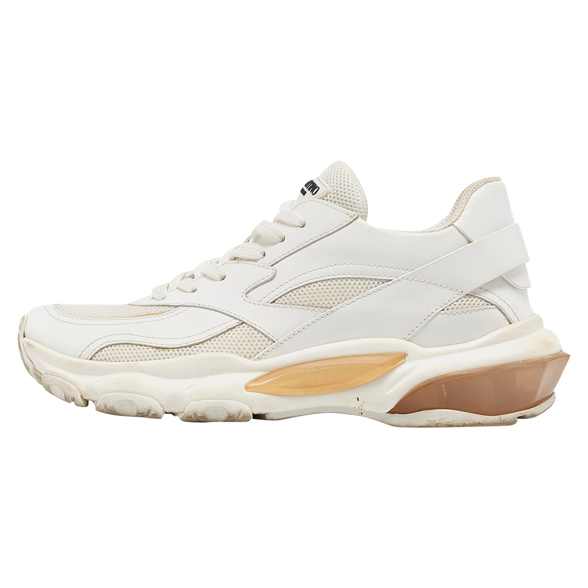 Valentino White Leather and Mesh Climbers Sneakers Size 37.5