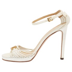 Valentino White Leather Ankle-Strap Sandals Size 38.5