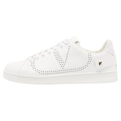 Valentino White Leather Backnet Rockstud Low Top Sneakers Size 39.5