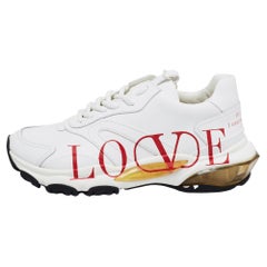Valentino White Leather Bounce Love Logo Sneakers Size 38.5