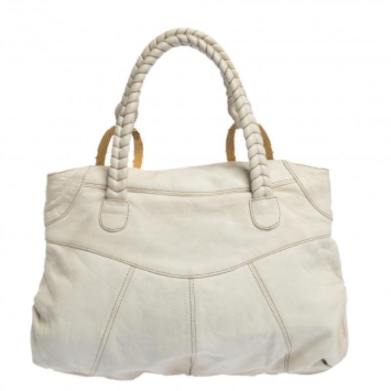 Hobo di Valentino in pelle bianca con manico intrecciato in vendita 2