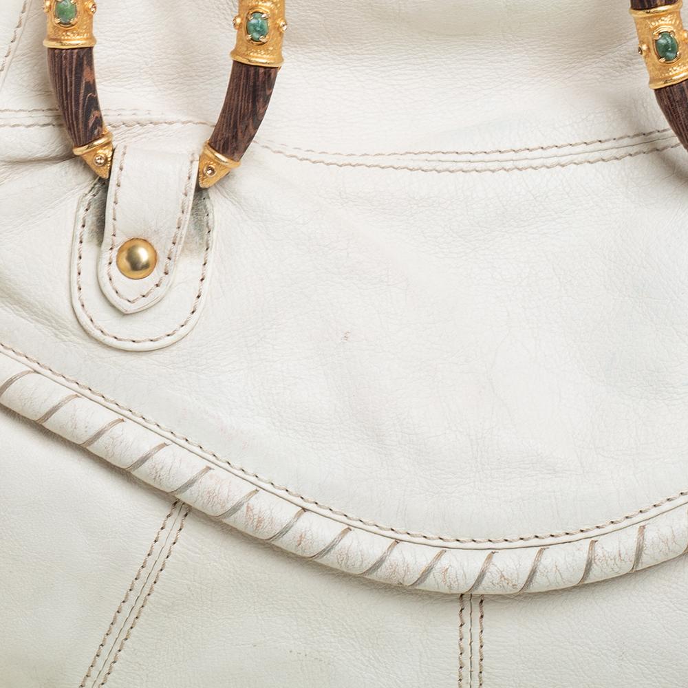 Women's Valentino White Leather Braided Handle Shoulder Bag