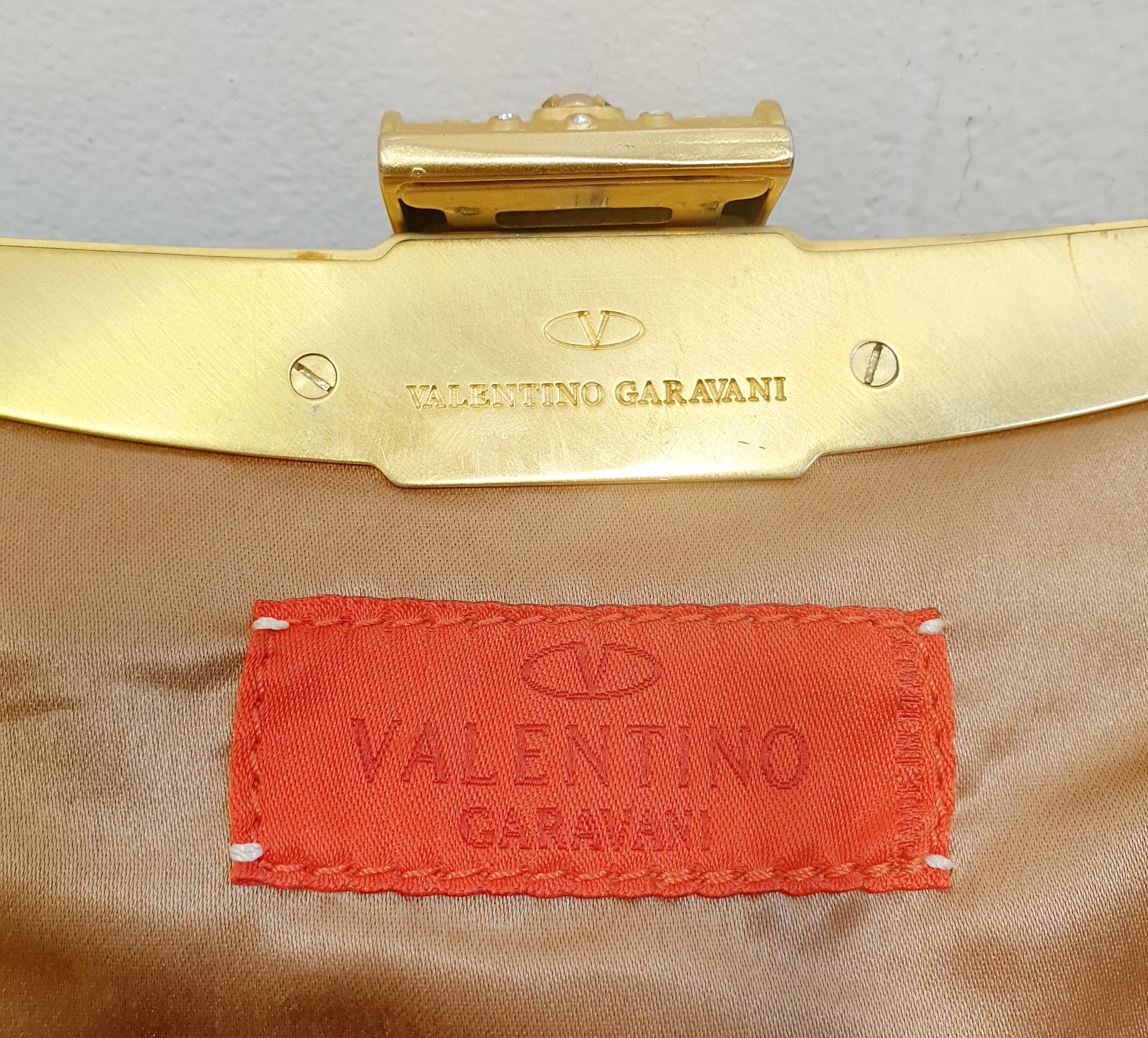 Valentino White Leather Floral Embroidered Frame Baguette Bag 1