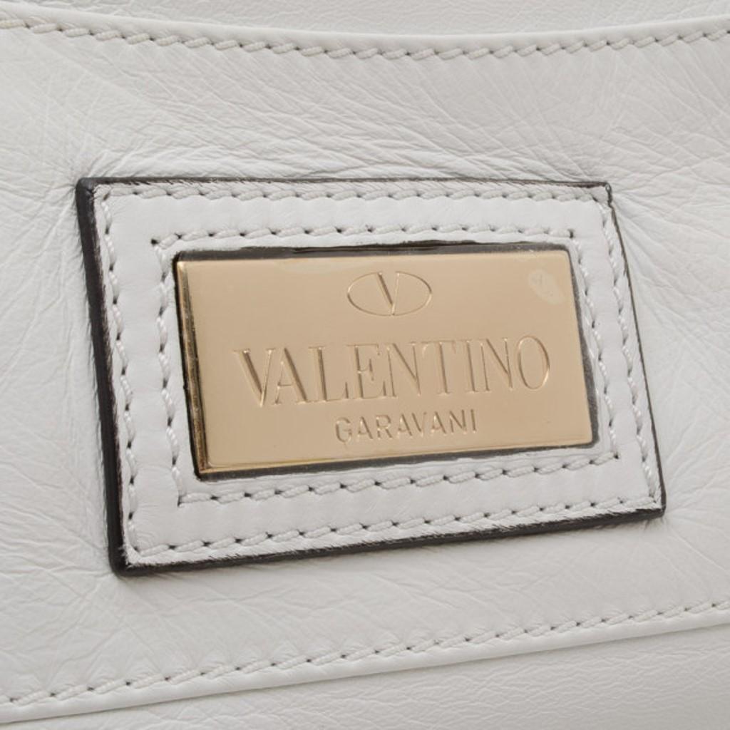 Valentino White Leather Flower Shoulder Bag 1
