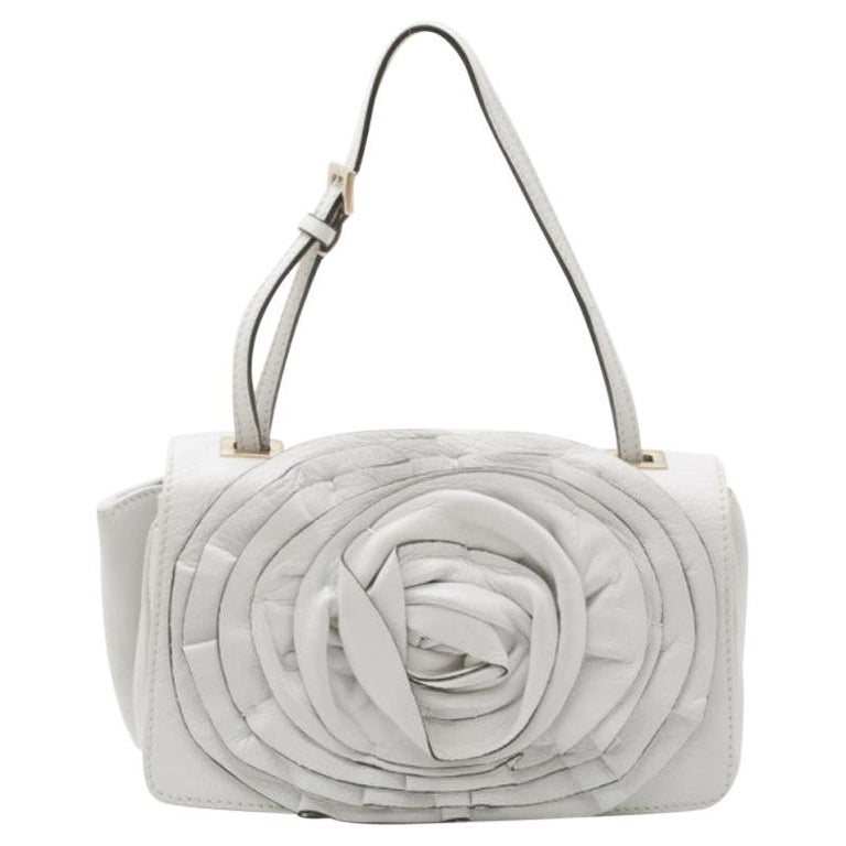 Valentino White Leather Flower Shoulder Bag For Sale at 1stDibs
