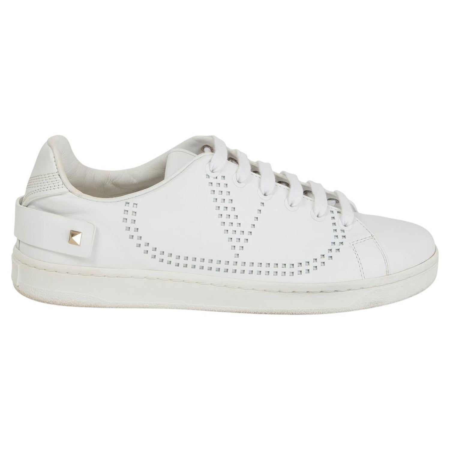VALENTINO white leather LASER CUT GO Sneakers Shoes 37.5 For Sale at 1stDibs
