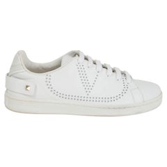 VALENTINO white leather LASER CUT GO Sneakers Shoes 37.5