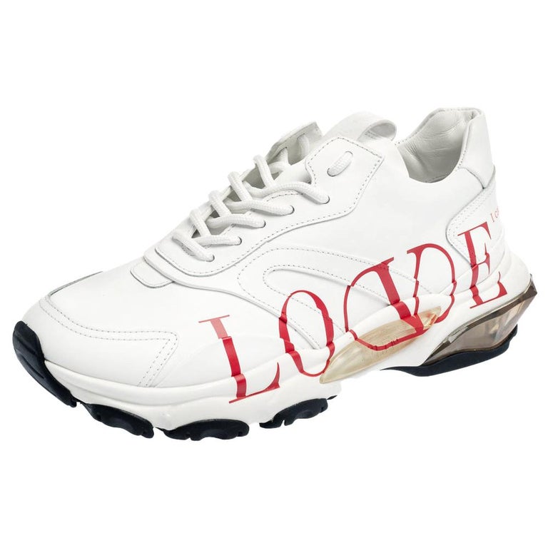 Valentino White Leather Love Logo Sneakers Size 38 at 1stDibs