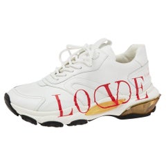 Valentino White Leather Love Logo Sneakers Size 38