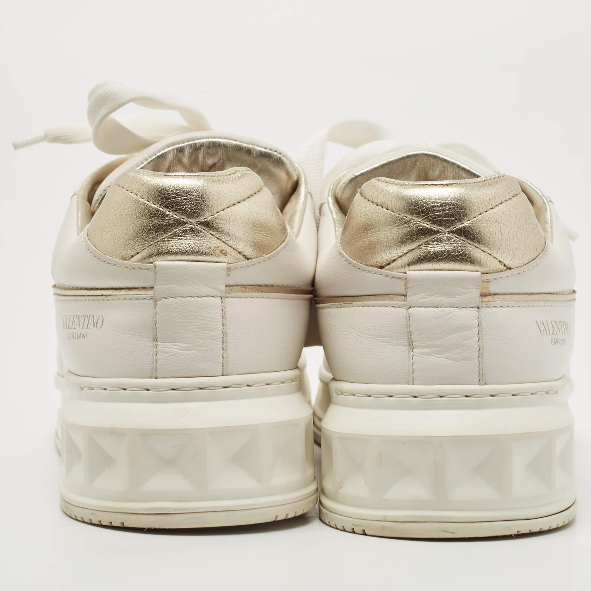 Valentino White Leather One Stud Sneakers Size 38 2