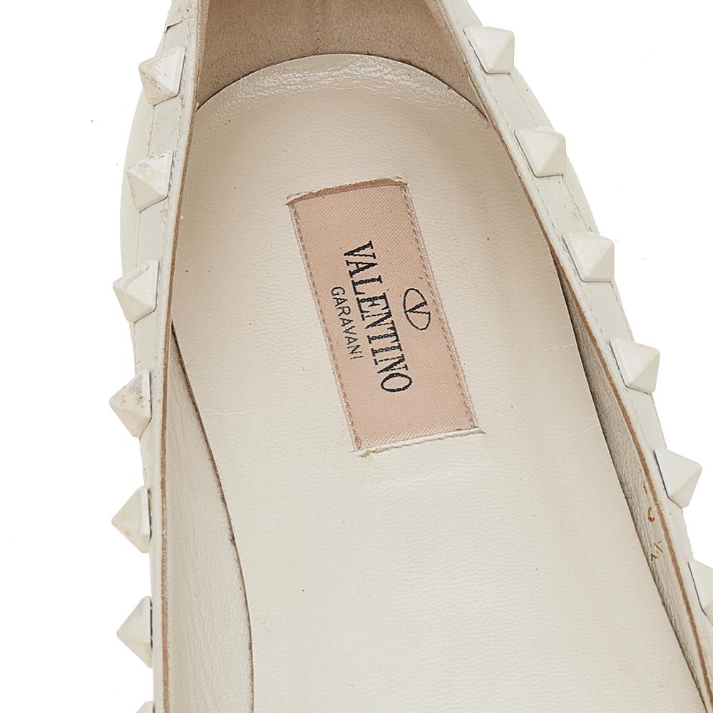 Valentino White Leather Rockstud Ballet Flats Size 38.5 2