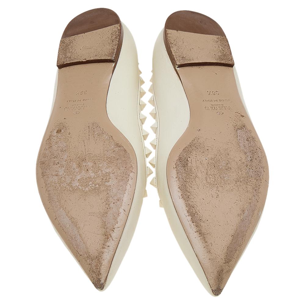 Valentino White Leather Rockstud Ballet Flats Size 38.5 4