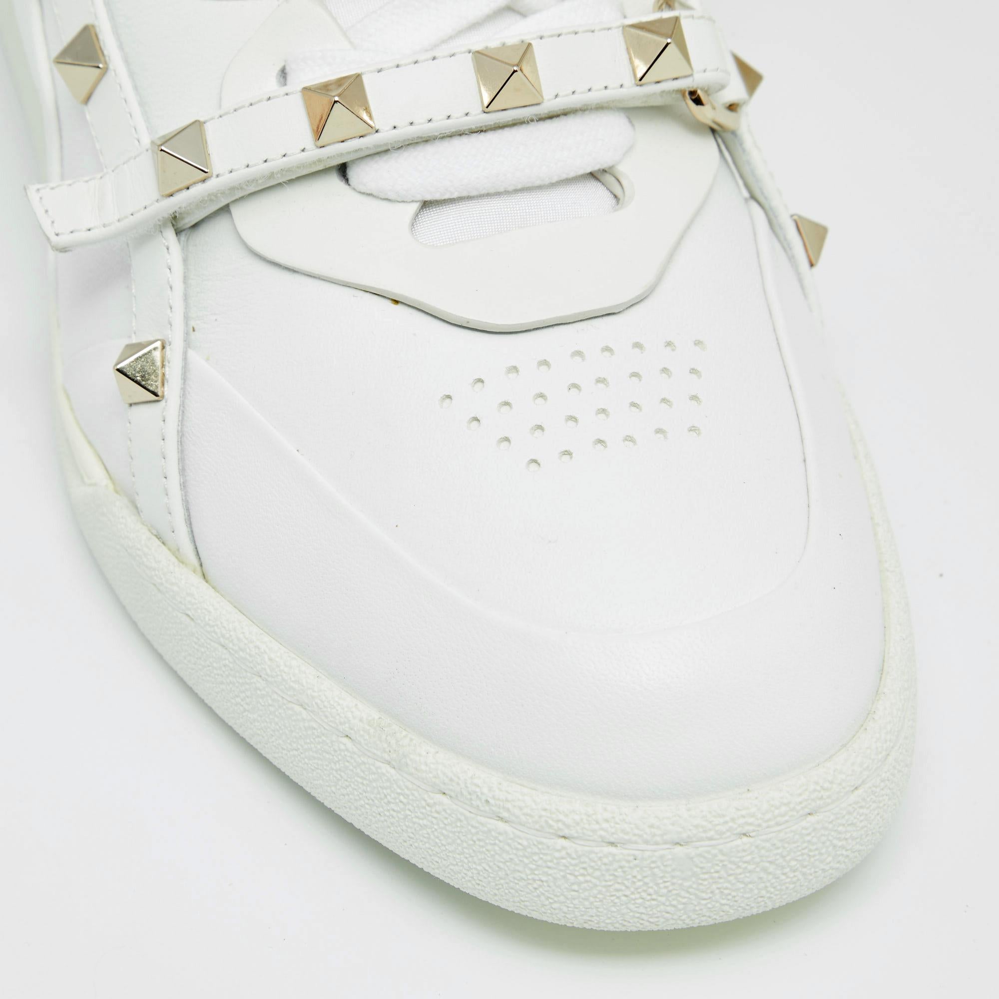 Valentino White Leather Rockstud High Top Sneakers Size 38.5 1