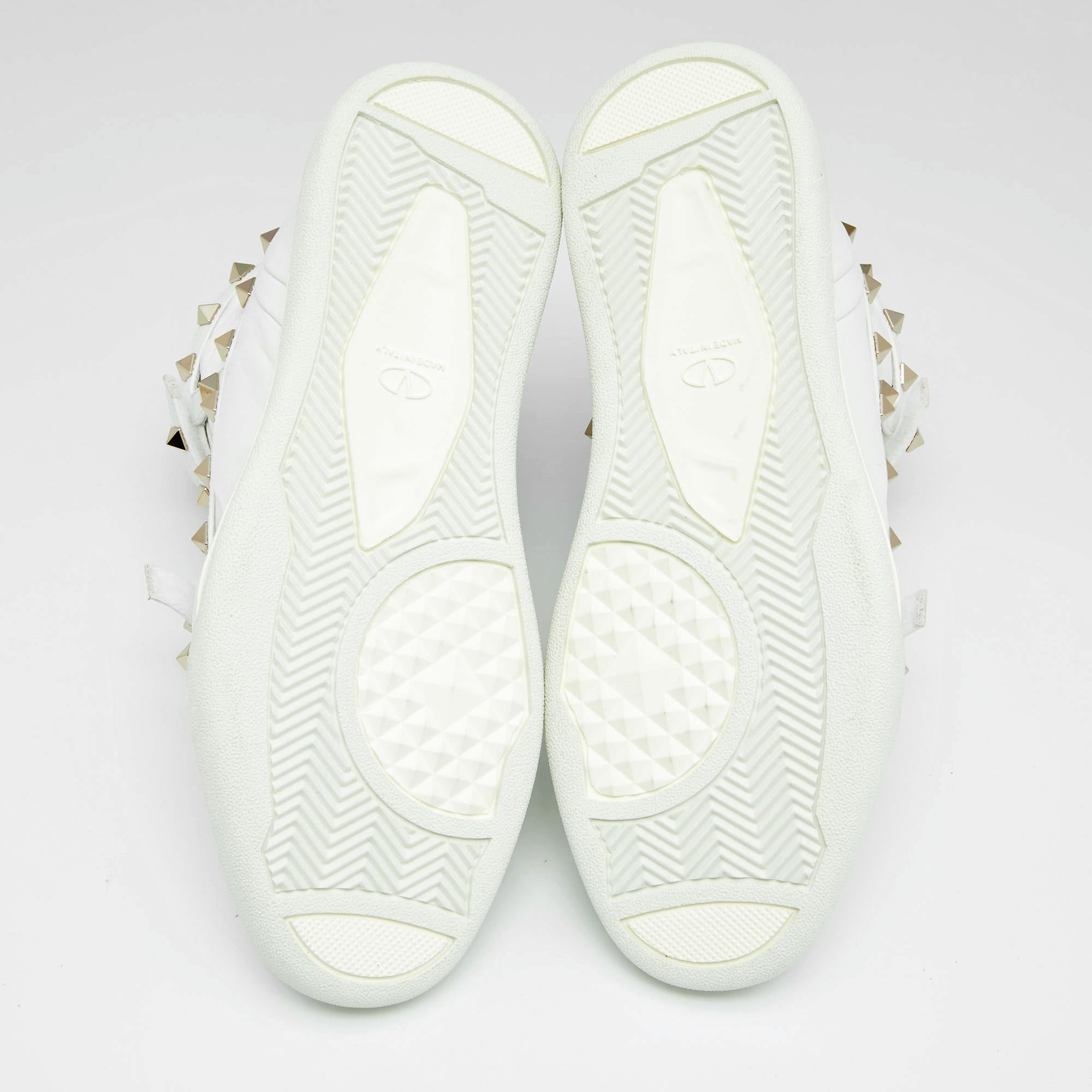 Valentino White Leather Rockstud High Top Sneakers Size 38.5 2
