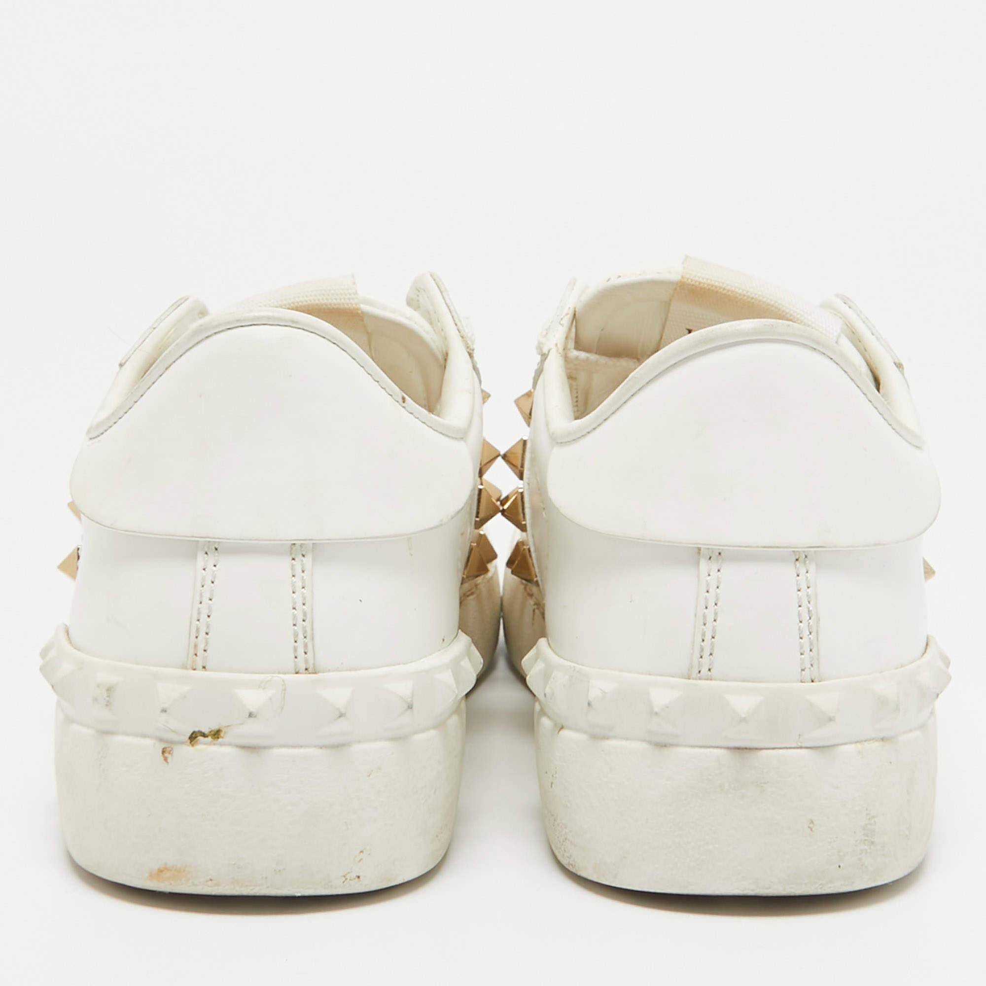 Valentino White Leather Rockstud Low Top Sneakers Size 35.5 1