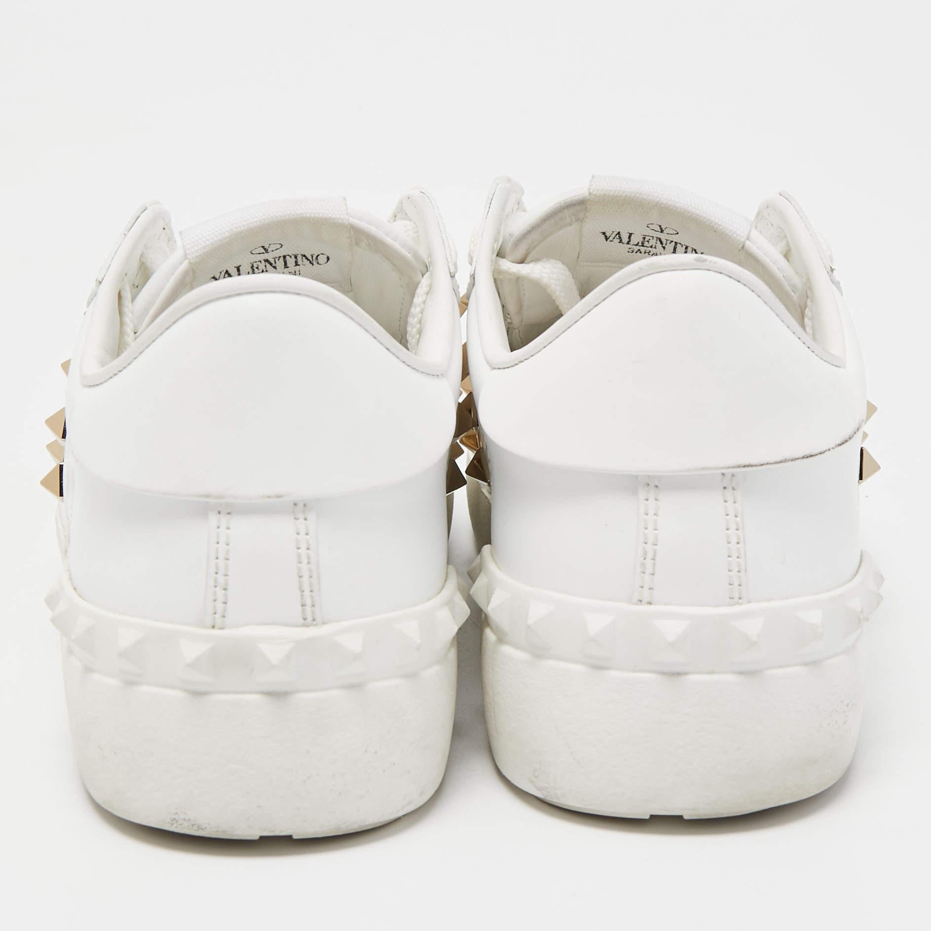 Valentino White Leather Rockstud Low Top Sneakers Size 35.5 1