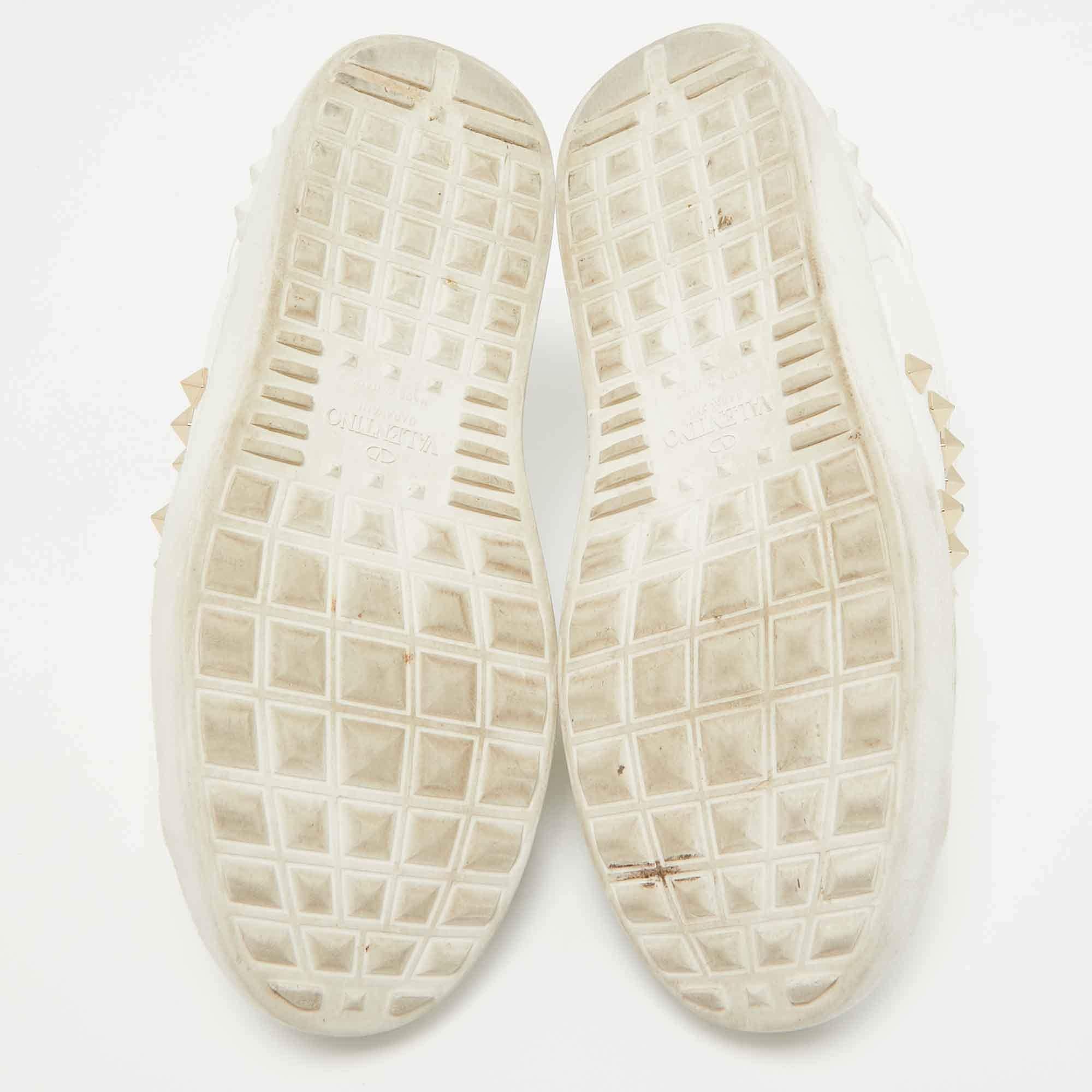 Valentino White Leather Rockstud Low Top Sneakers Size 35.5 2