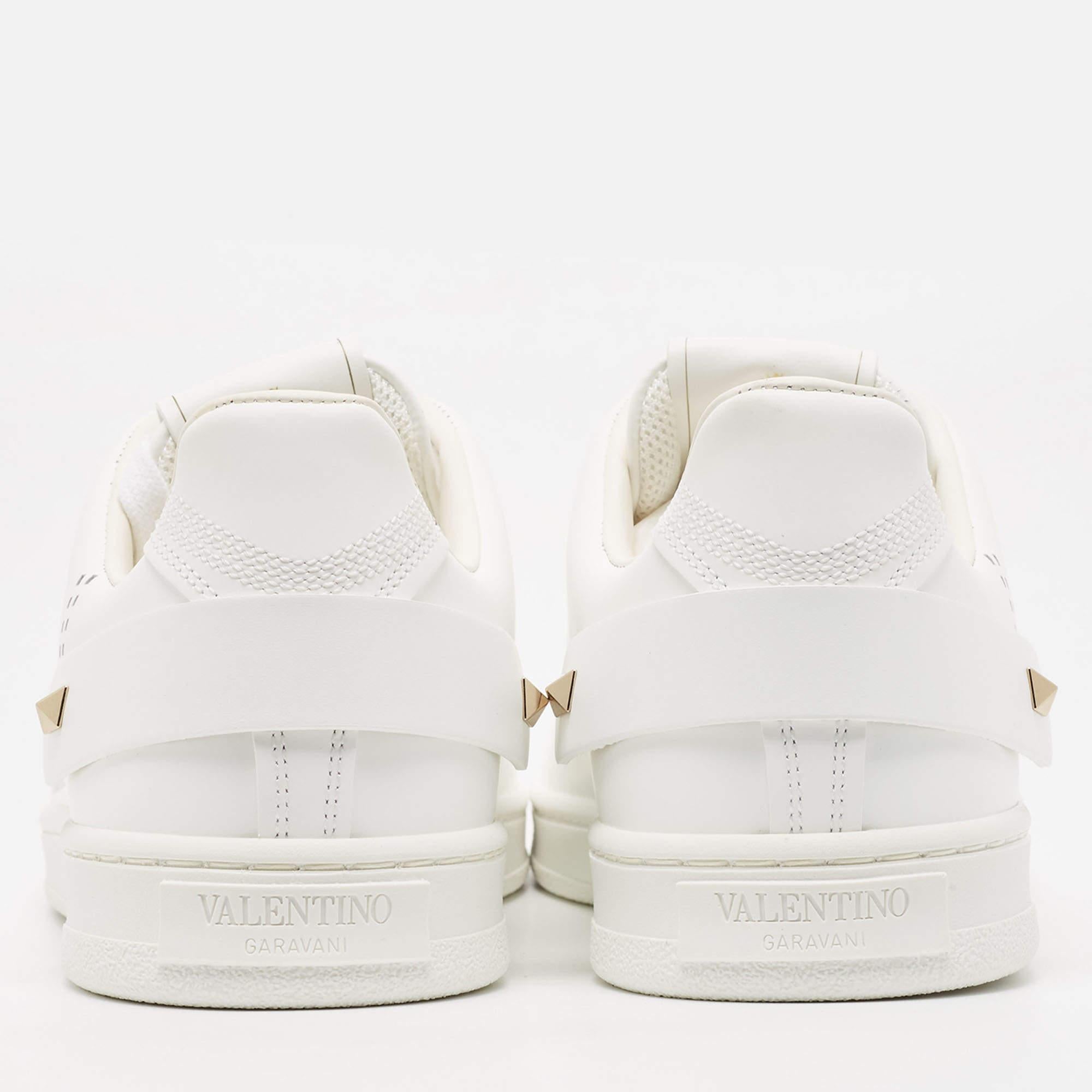 Valentino White Leather Rockstud Low Top Sneakers Size 39.5 2