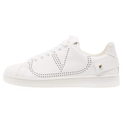 Valentino White Leather Rockstud Low Top Sneakers Size 39.5