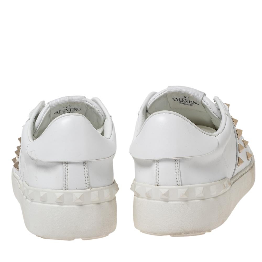 Valentino White Leather Rockstud Sneakers Size 39 2