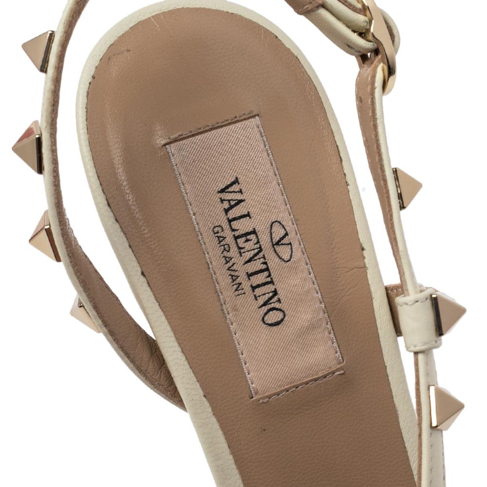 Valentino White Leather Rockstud Thong Flat Sandals Size 36 2