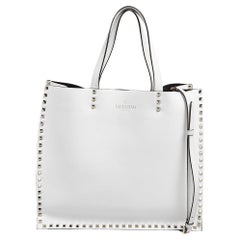 Valentino White Leather Rockstud Tote