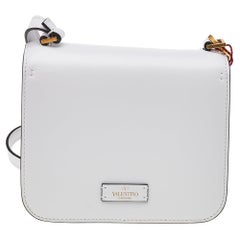Valentino White Leather Small VSling Shoulder Bag