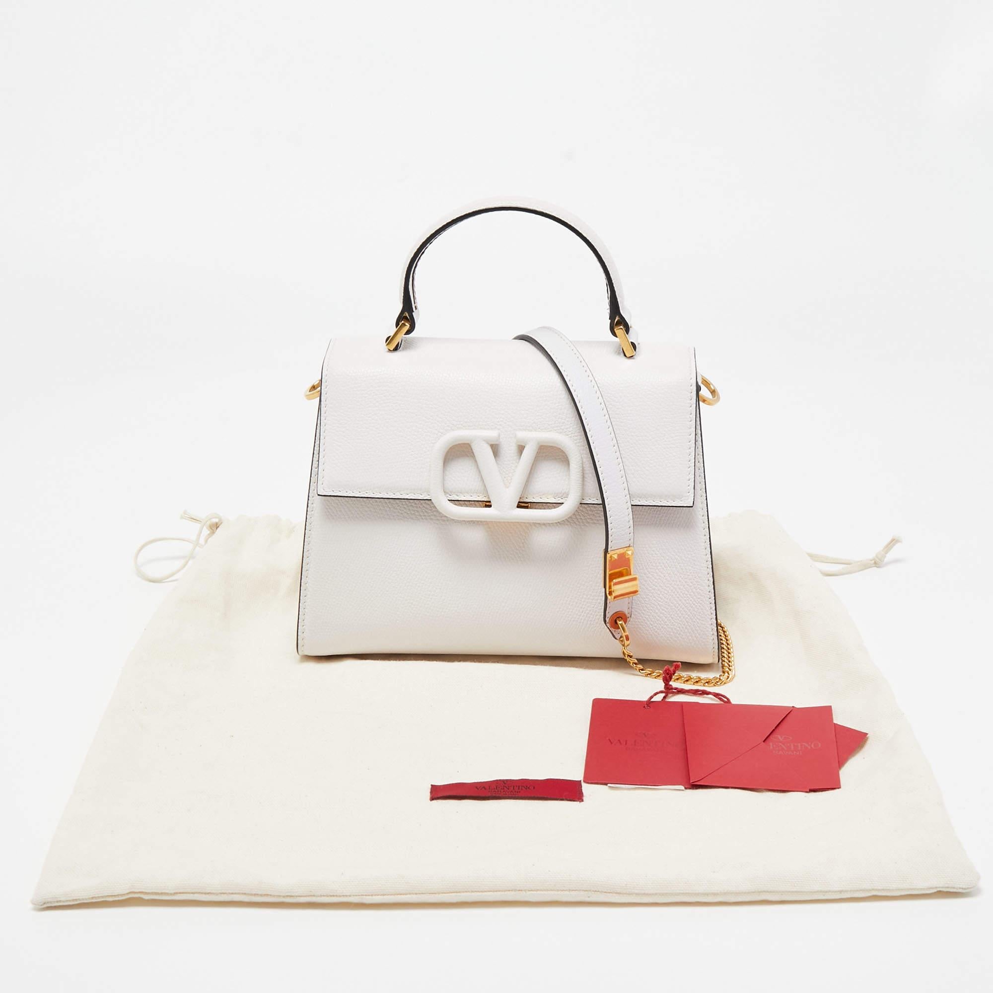 Valentino White Leather Small VSling Top Handle Bag 5