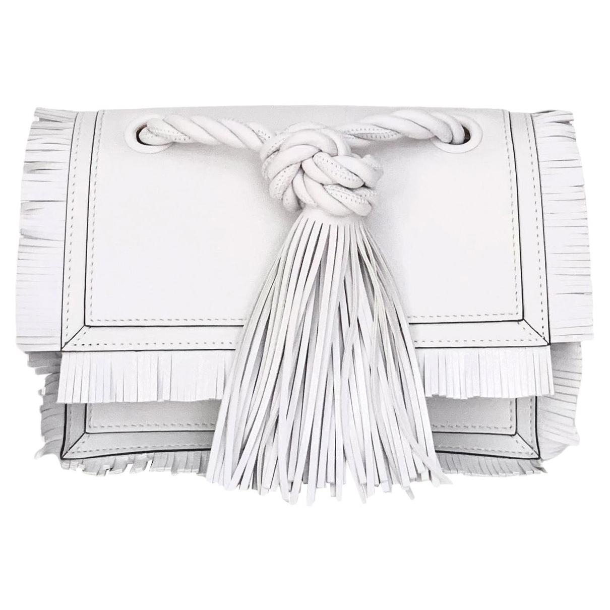 Valentino White Leather "The Rope" Small Clutch