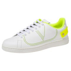 Valentino White Leather VLogo Backnet Low-Top Sneakers Size 40