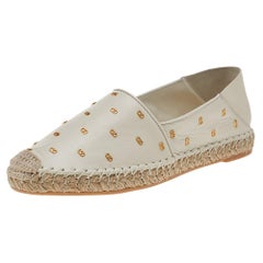 Valentino White Leather VLogo Espadrille Flats Size EU 37