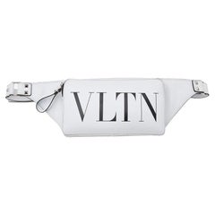 Valentino White Leather VLTN Belt Bag