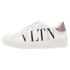 Valentino White Leather VLTN Logo Low Top Sneakers Size 38