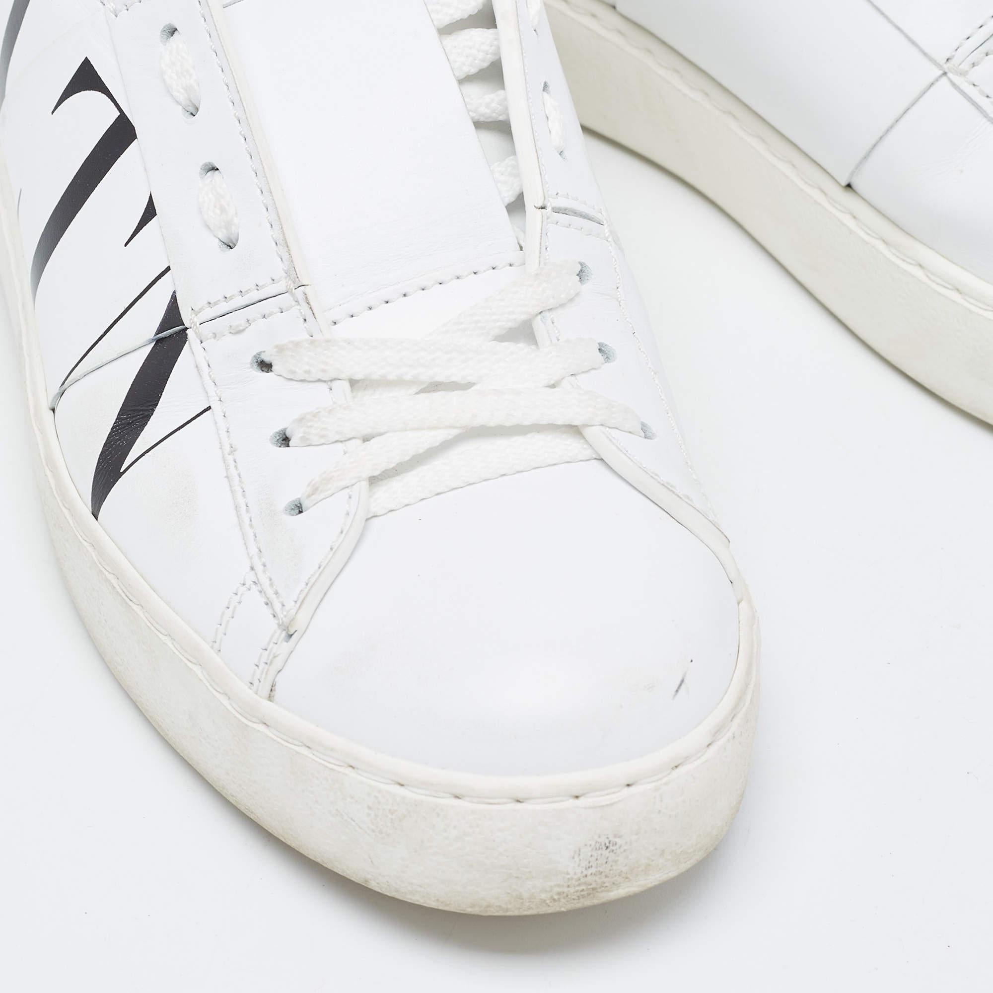 Valentino White Leather VLTN Open Sneakers Size 37 For Sale 1