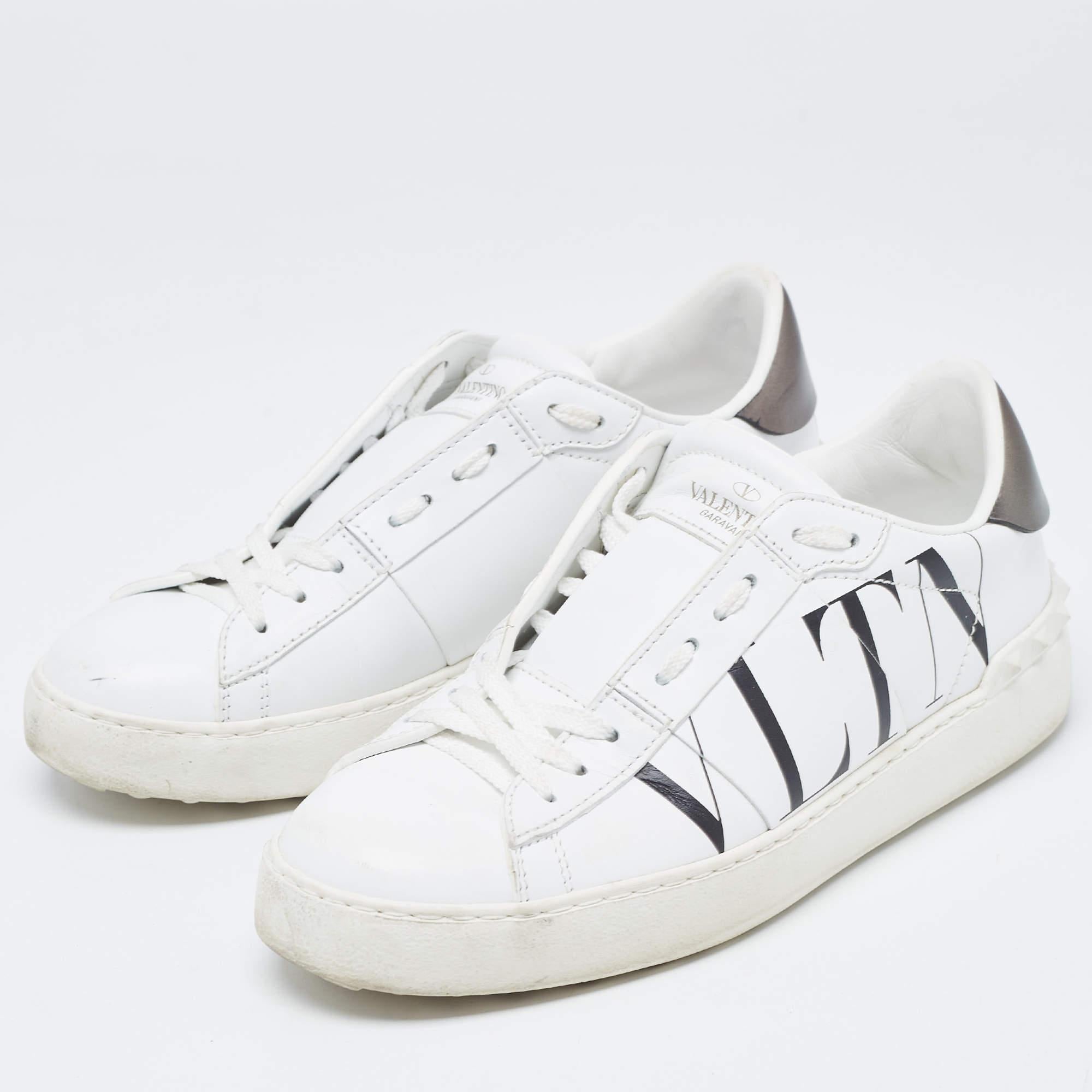 Valentino White Leather VLTN Open Sneakers Size 37 4