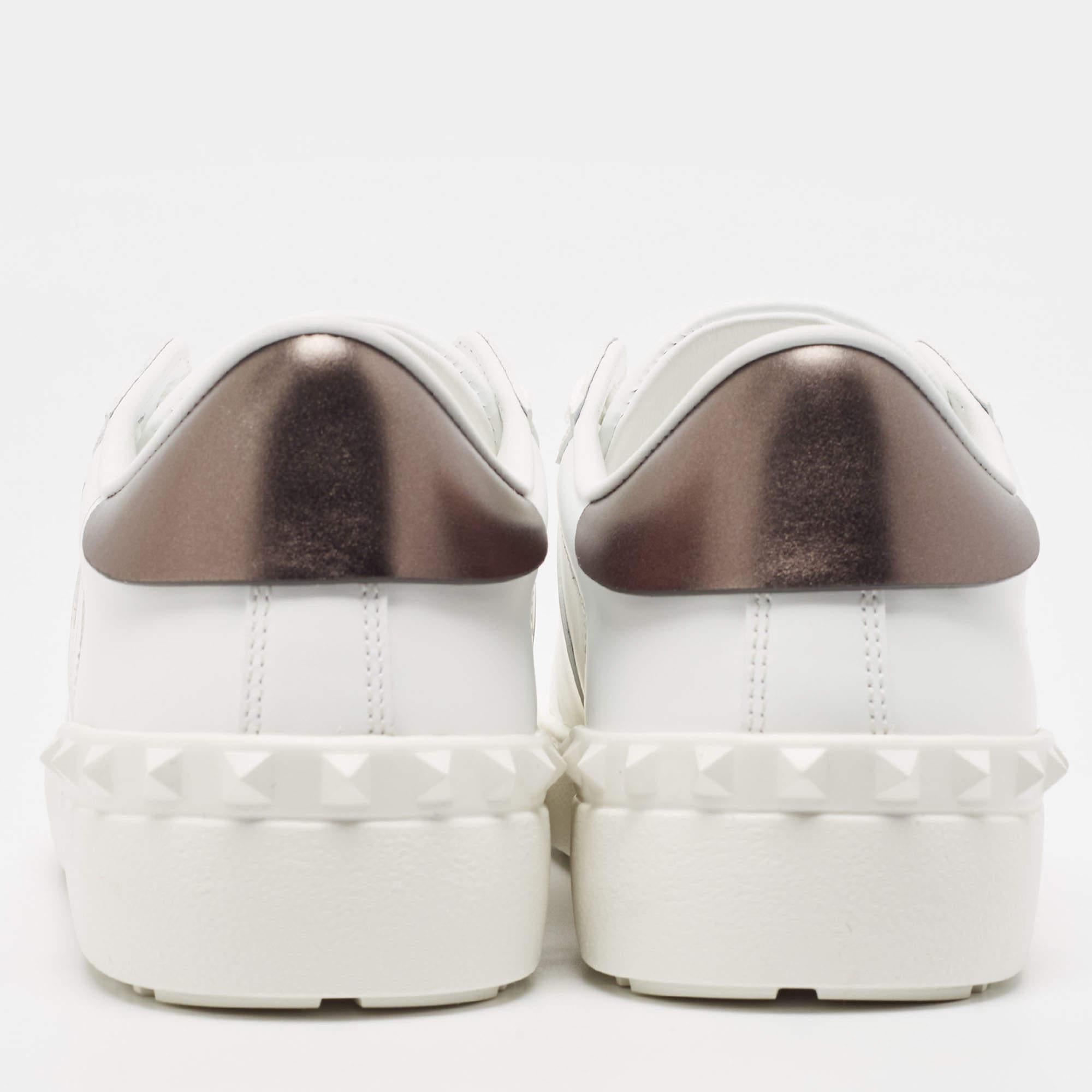 Women's Valentino White Leather VLTN Open Sneakers Size 38