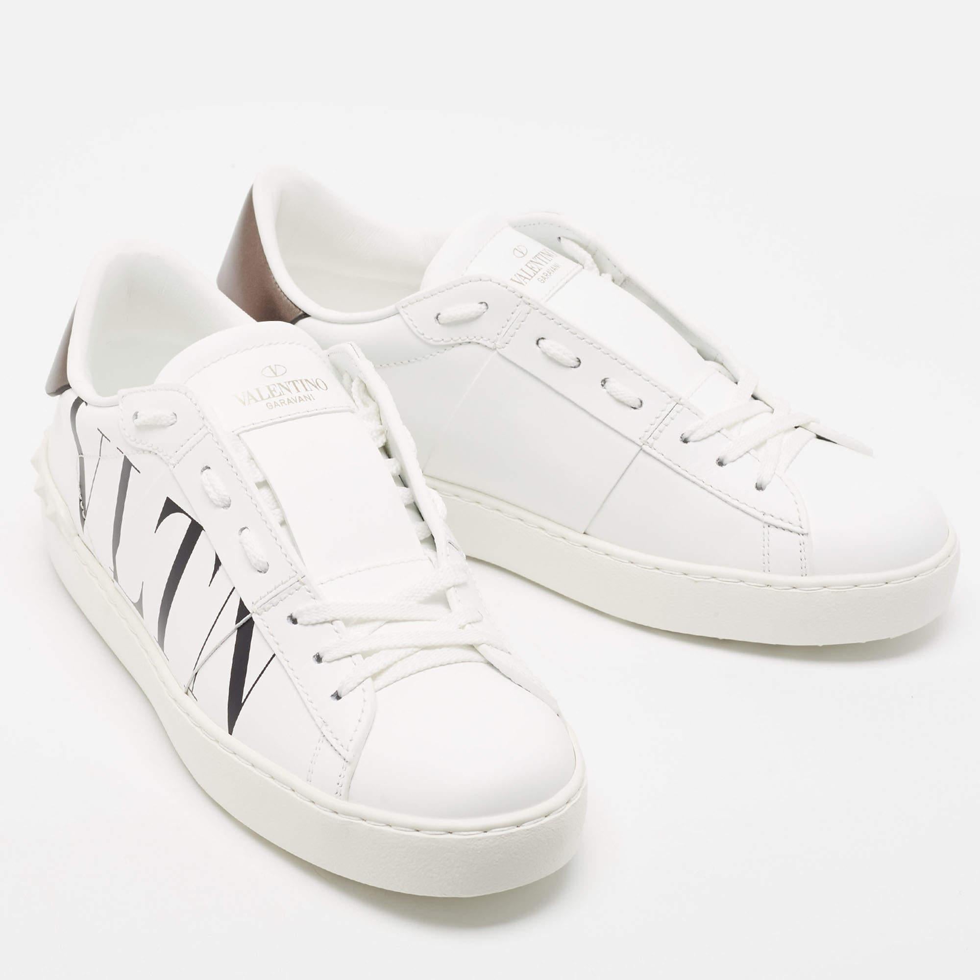 Valentino White Leather VLTN Open Sneakers Size 38 1